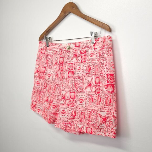 Lilly Pulitzer 5" Gretchen High-Rise Short in Mizner Red Seaside Harbour Size 12 - Picture 5 of 14